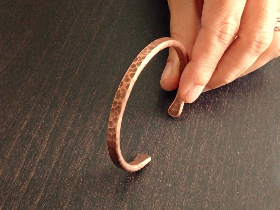 Pulseira artesanal de cobre verdadeiro. Pulseira robusta com 6mm larg.