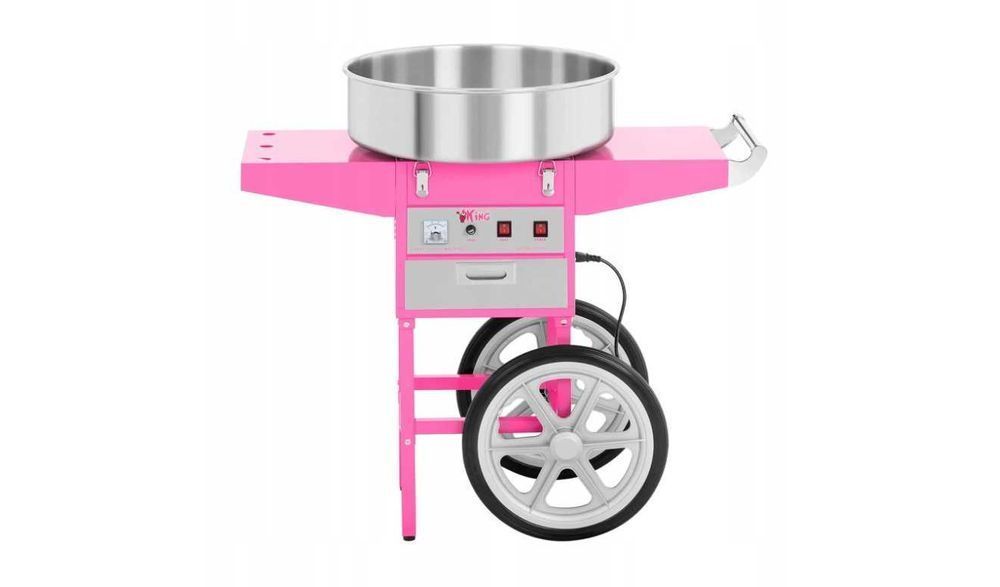 Maszyna na kółkach DO WATY CUKROWEJ Urządzenie Różowa 52 cm