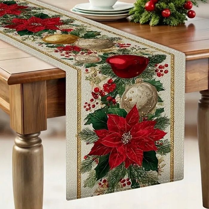 bieżnik świąteczny na stół wigilijny obrus dekoracja święta 228cmx33 cm