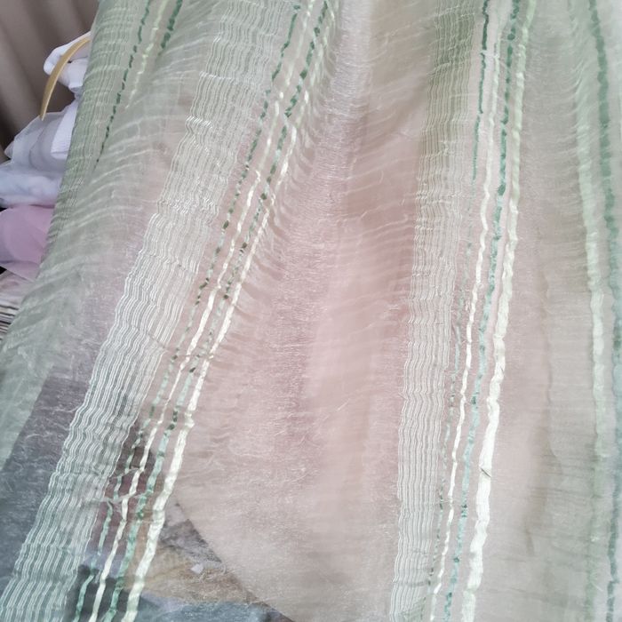 Тюль жатий, в полоску світло салатовий колір 5м-весь кусок  300грн