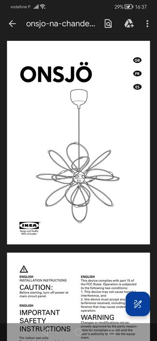 Candeeiro ONSJO IKEA