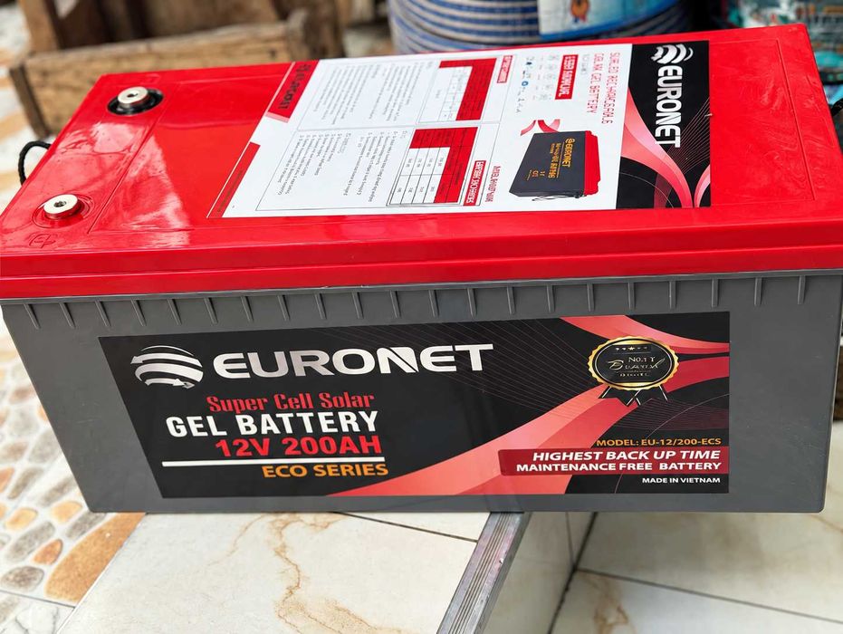 Аккумулятор VIPEURONET 12V 200Ah / Гелевий акумулятор для сонячних енергосистем і систем резервного живлення