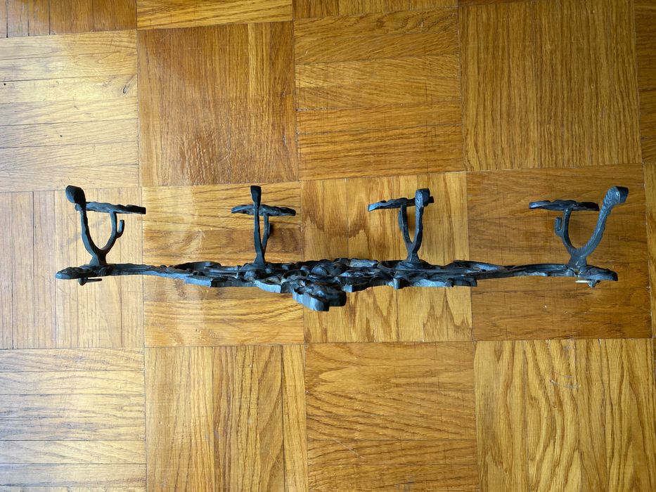 Cabideiro de parede victoriano vintage em ferro forjado