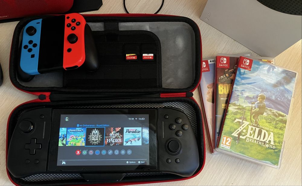 Комплект Nintendo Switch V2 + 256GB + Геймпад на датчикахХолла + 3 Картриджа + Игры