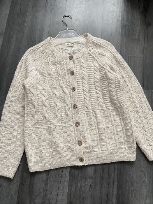 Marks&Spencer M&S L 40 akryl 80% wełna 20% sweter kremowy rozpinany