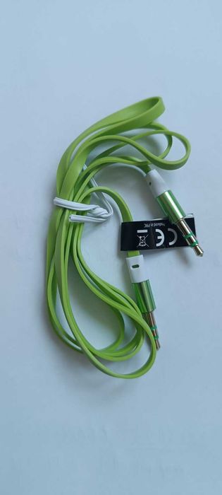 Kabel AUX płaski mini jack 3,5mm zielony audio