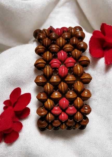 Bransoletka Drewno Drewniana Brązowa Koraliki Boho Hippie Folk Etno