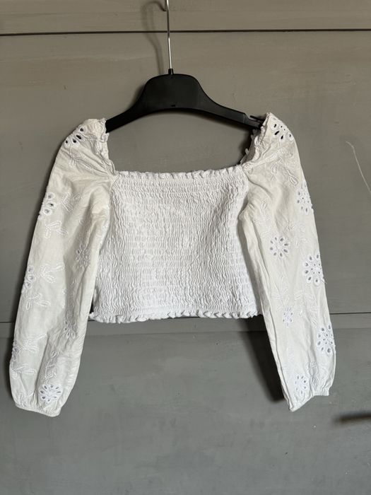 Біла блуза. Білий топ. Сорочка. Рубашка. Решельє . Мереживо . Вишивка