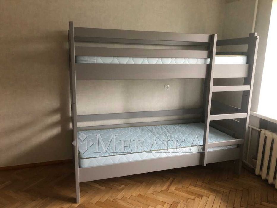Двохповерхове дитяче ліжко, двоярусне ліжко (розбирається на 2 односпальні) дерево бук, в наявності в кольорі горіх та сірий під матраци 80х190 см