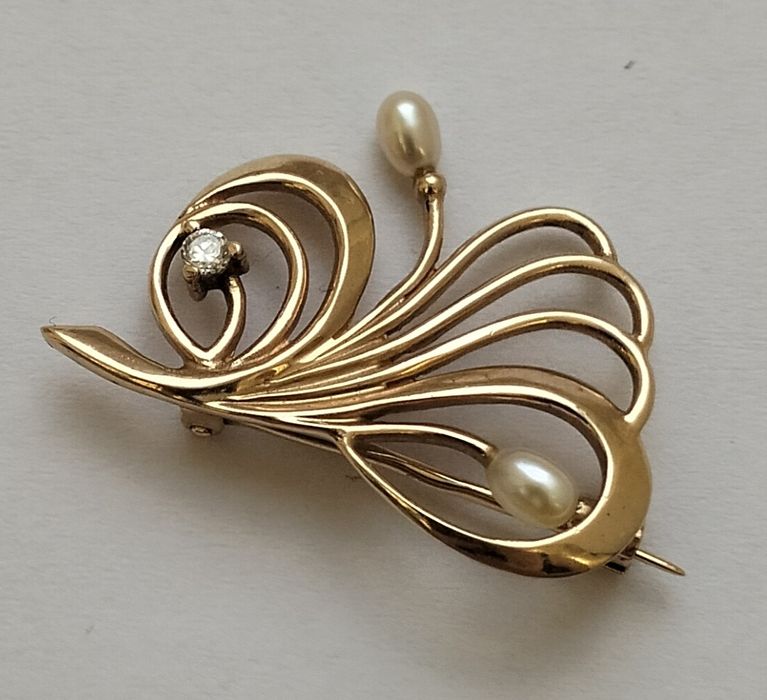 Брошь, брошка золото 585 пробы