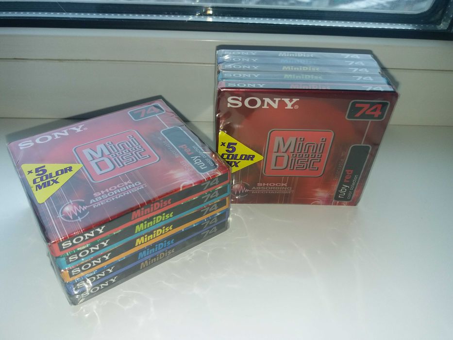 Новые минидиски Sony MiniDisk MDW 74ER х 5 color mix