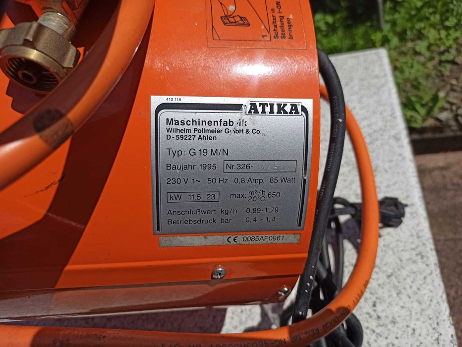 Ogrzewacz gazowy , dmuchawa Atika G 19 M - od 11,5 do 23 kW. NOWY !