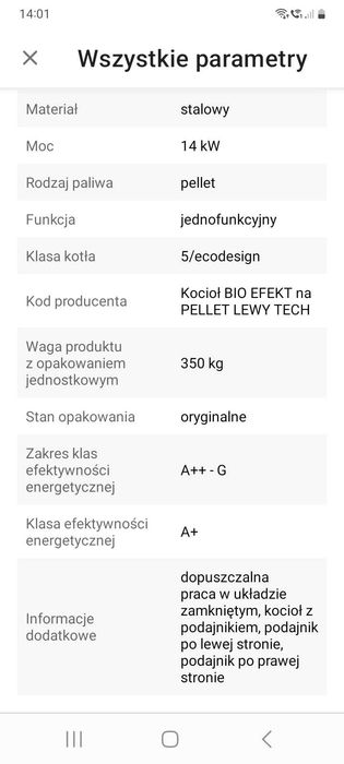 Kocioł SAS BIO efekt 14 kw pelet