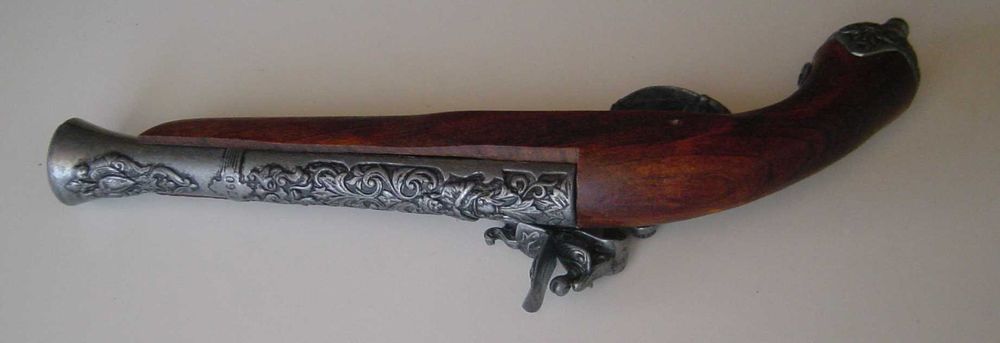 Réplica de pistola, bacamarte inglês, do Séc. XVIII - Peça decorativa
