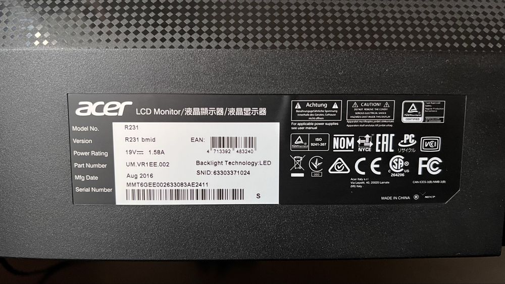 Монітор Acer R231. „23”