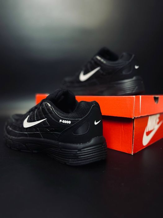 Кожаные кроссовики найк/ Nike 6000 black/качественные мужские кросовки