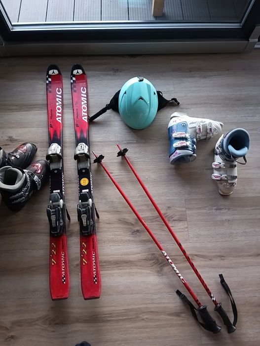 Zestaw małego narciarza ;) kask narty 120cm kijki buty 35-36 r. 22,5