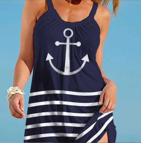 Vestido em algodão azul marinho (NOVO POR ESTREAR)