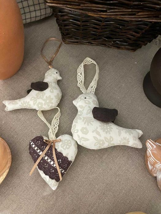 Komplet dekoracji handmade – gąski, ptaszki i serduszko