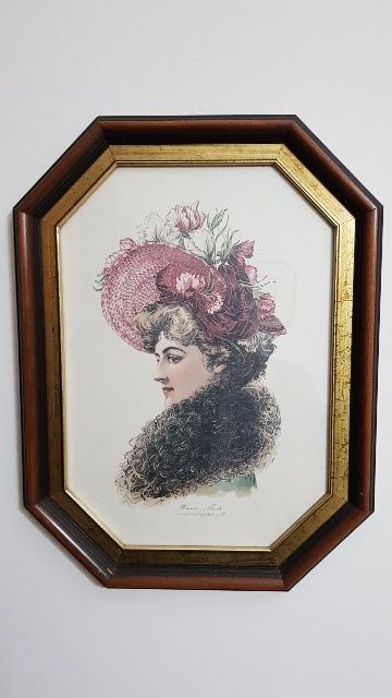 4 quadros com moldura octogonal