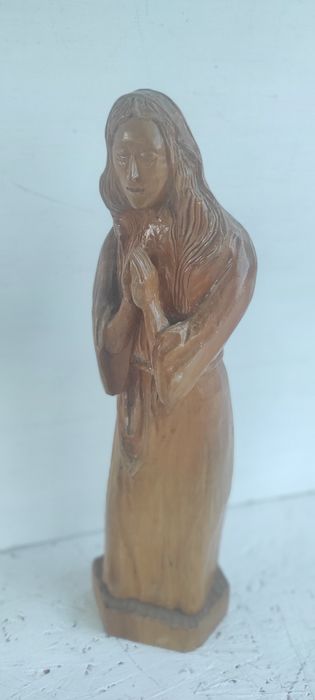 Figura Matka Boska Madonna Modlitwa Rzeźba Drewno sygnowana