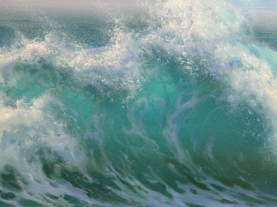 Картина маслом море, морський пейзаж (полотно,олія) "Мереживо піни”