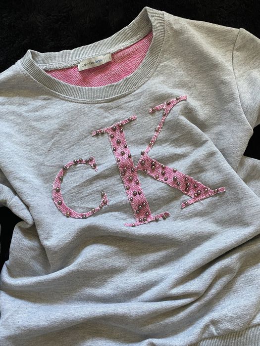 Bluza calvin klein jeans szaro-różowa