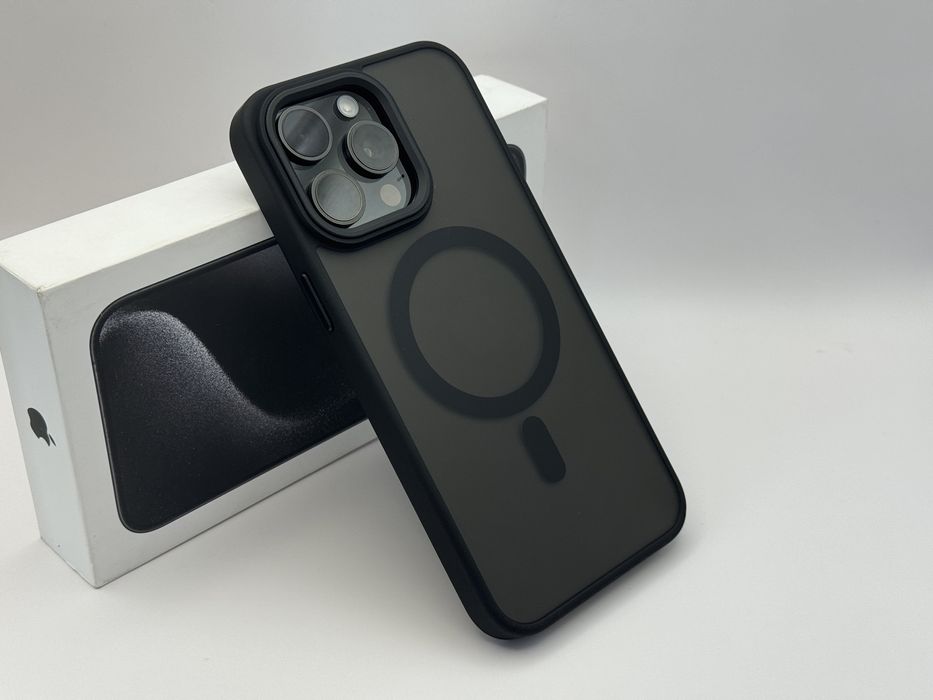 Матовый чехол IPhone 15 Pro Max black MagSafe, 16 Pro Max-11 Pro Max