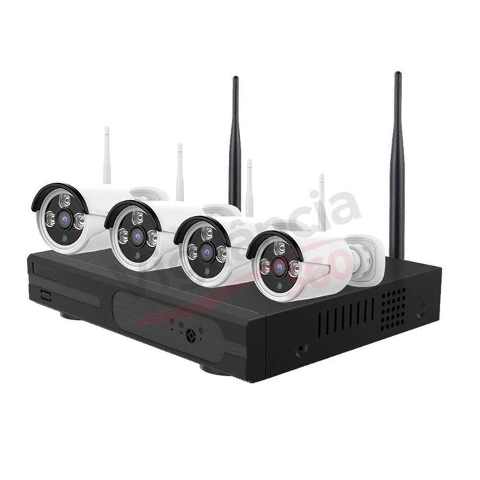 KIT VIDEOVIGILANCIA CCTV WiFi 4 Câmaras 2K +Gravador-Deteção Movimento