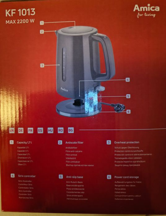 Nowy Czajnik Amica KF 1013  2200W FILTR ANTYWAPIENNY