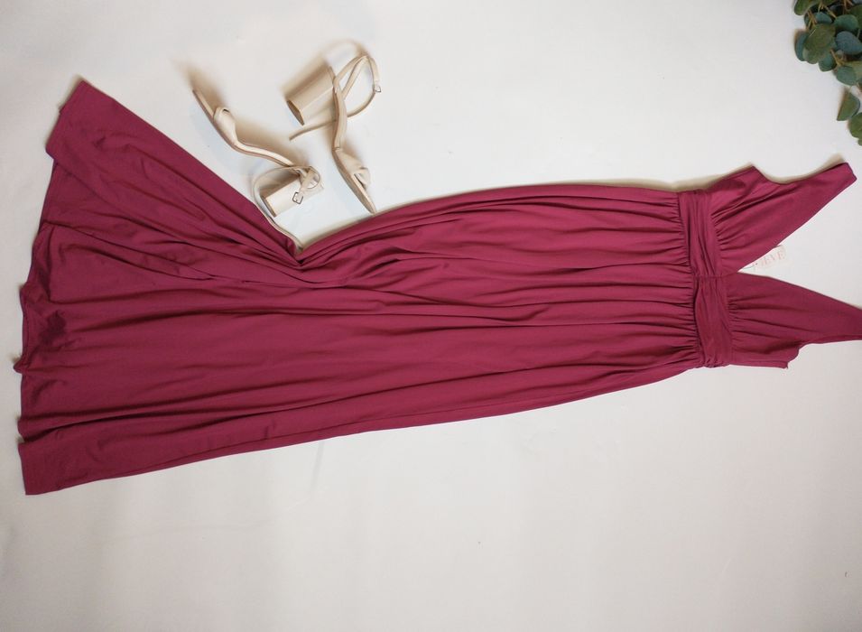 Nelly sukienka maxi Deep V Front Gown Sangria r. 36 nowa z metk