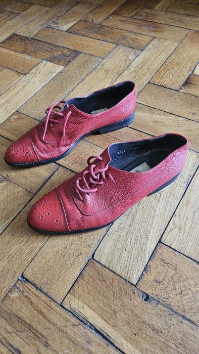 Skórzane buty retro Mondi Musling 39 / 40 wąskie - Czerwone Oksfordki