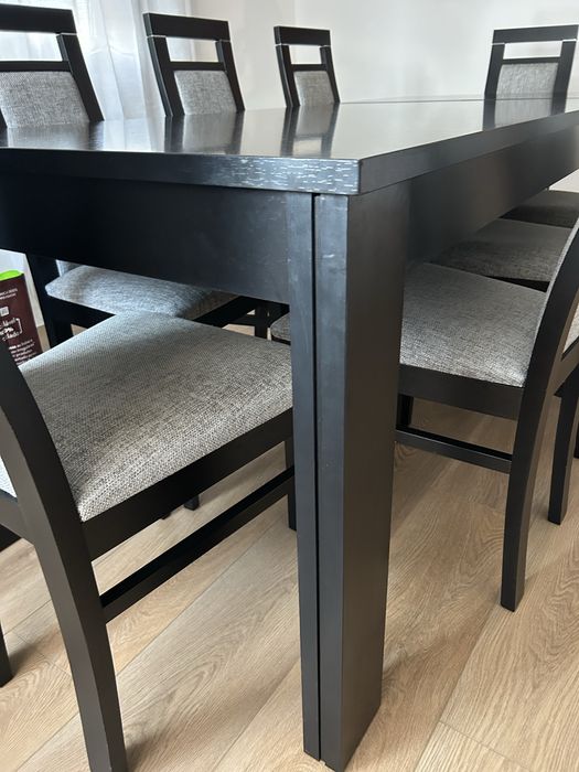 Conjunto de mesa de jantar extensivel e cadeiras