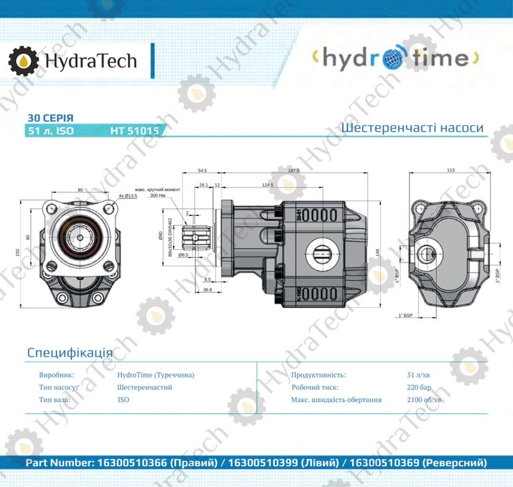 Шестеренчастий гідравлічний насос 51л.