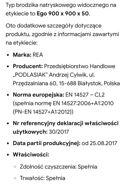 Brodzik 90cm×90cm×50mm ,Nowy