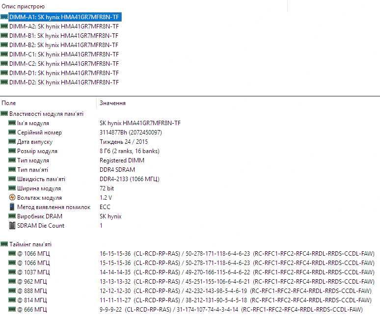 SK hynix 8GB ECC DDR4 2133 PC4-17000R Reg серверная