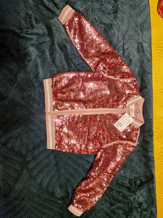 Nowa kurtka bluza bomberka cekiny odwracane h&m hm jednorożec  116