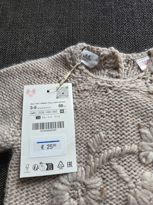 Теплий в'язаний чоловічок Zara, 3-6 міс, 68см