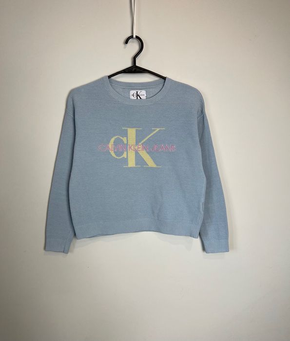 Bluza Calvin Klein Jeans baby blue boxy fit big logo