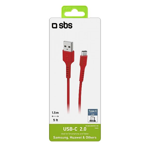 Kabel SBS TECABLEMICROC15R USB-A - USB-C 1,5 m - czerwony