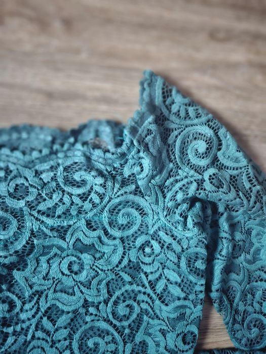 Sukienka mini koronkowa butelkowa zieleń