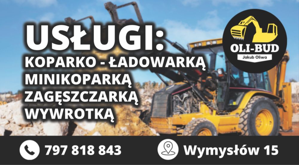 Usługi koparkoładowarką, minikoparką i wywrotką. Tylko z operatorem.
