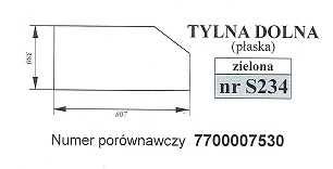szyba Renault kabina RS - tylna dolna S 234