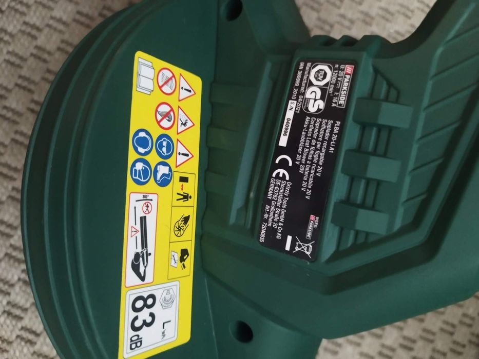 Soprador de folhas a bateria 20V da Parkside