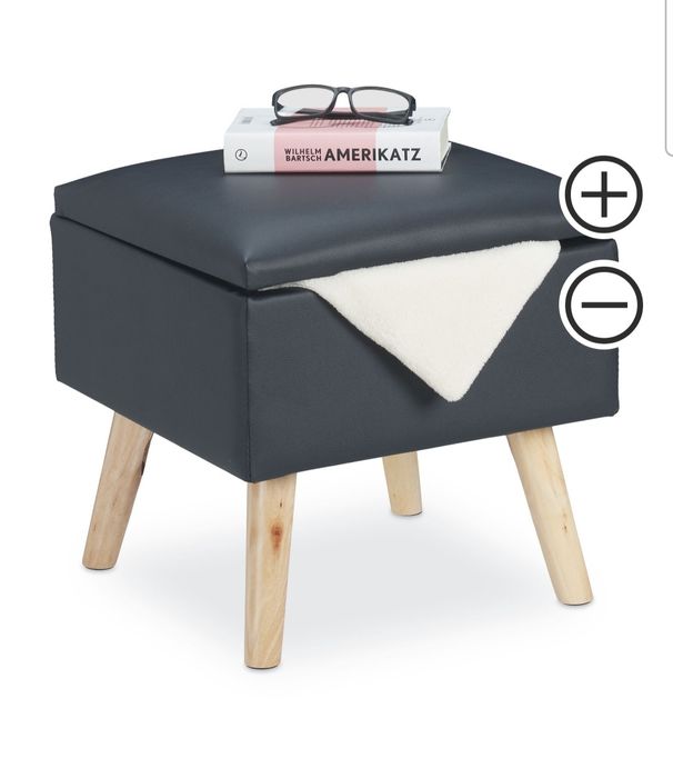 Stołek,pufa z miejscem do przechowywania , ciemnoszary