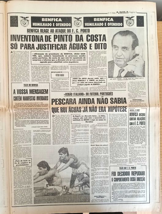 F.C.Porto - Quinito em entrevista e guerra entre F.C.Porto e Benfica - julho 1988