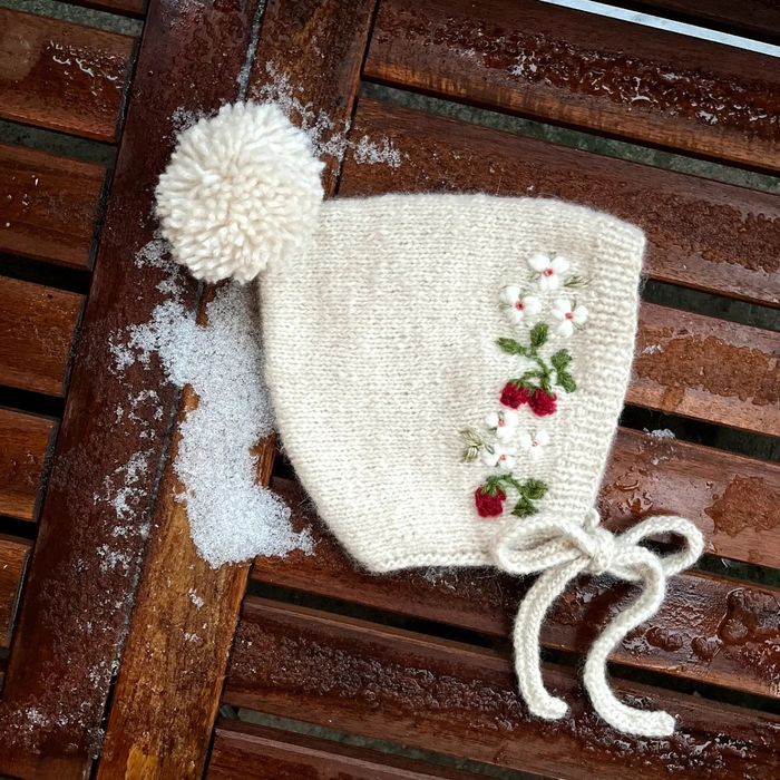 Czapka Bonetka 100 % alpaka i wełna merino / 6 lat