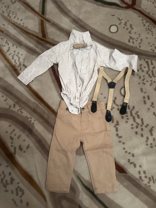 Костюм на хлопчика 9-12 міс рубашка боди та бруки на підтяжках,метелик