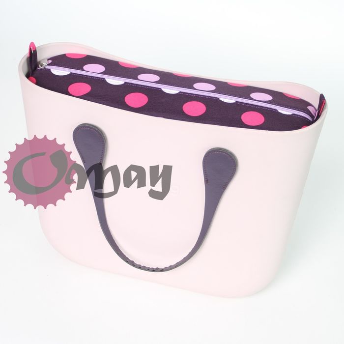 Fioletowy organizer do OBAG STANDARD grochy fiolet róż 2kieszenie OMAY