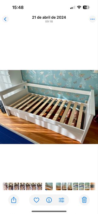 Cama solteiro convertivel em casal. Com 2 colchões.